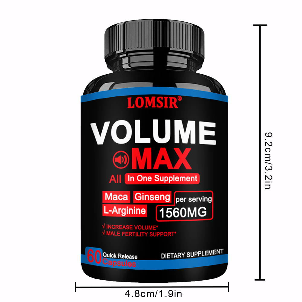 LOMSIR Volume Booster Capsules with Maca, Ginseng & L-Arginine, Male Fertility Support, 60 Capsules