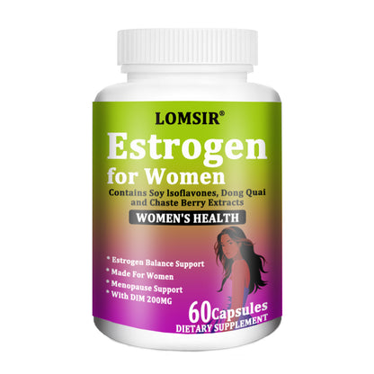 LOMSIR Estrogen for Women Capsules with DIM, Soy Isoflavones & Dong Quai, 60 Capsules