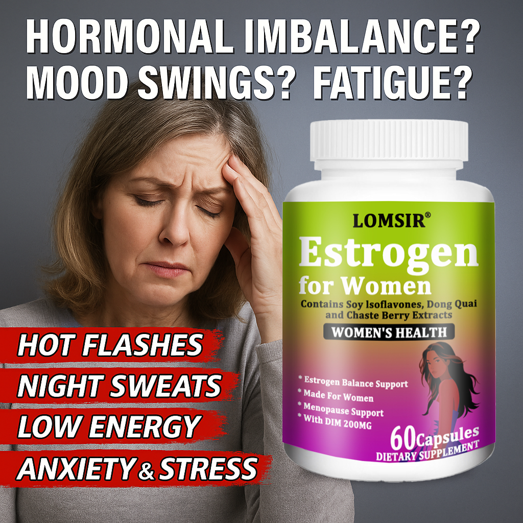 LOMSIR Estrogen for Women Capsules with DIM, Soy Isoflavones & Dong Quai, 60 Capsules