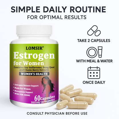 LOMSIR Estrogen for Women Capsules with DIM, Soy Isoflavones & Dong Quai, 60 Capsules