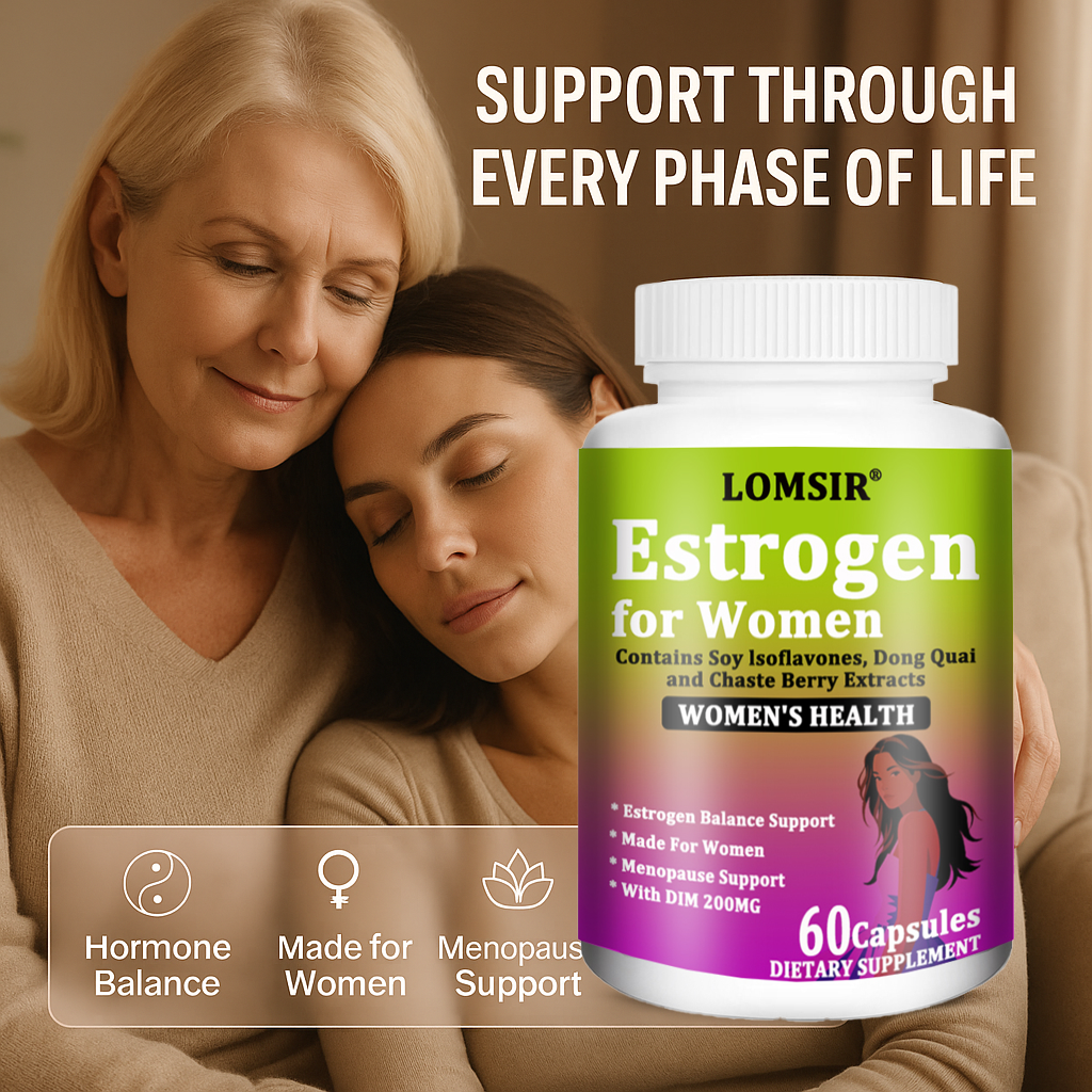 LOMSIR Estrogen for Women Capsules with DIM, Soy Isoflavones & Dong Quai, 60 Capsules