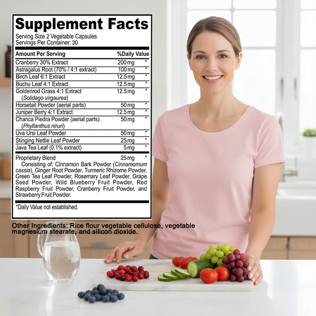 LOMSIR Kidney Health & Bladder Support Capsules with Cranberry, Chanca Piedra & Juniper Berry, 60 Capsules