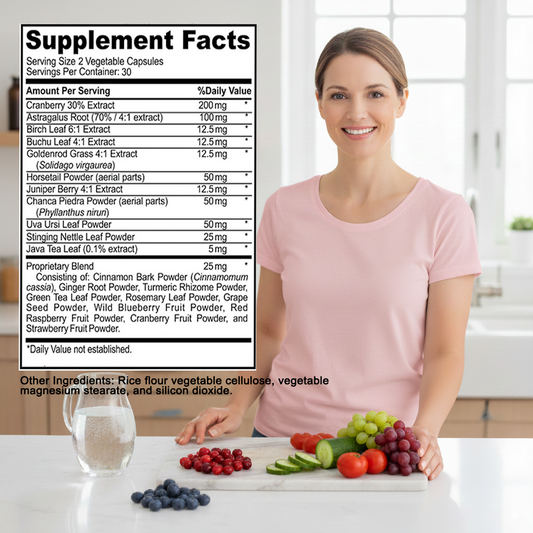 LOMSIR Kidney Health & Bladder Support Capsules with Cranberry, Chanca Piedra & Juniper Berry, 60 Capsules