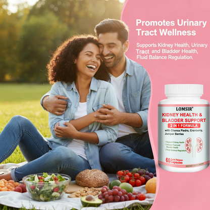 LOMSIR Kidney Health & Bladder Support Capsules with Cranberry, Chanca Piedra & Juniper Berry, 60 Capsules