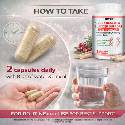 LOMSIR Kidney Health & Bladder Support Capsules with Cranberry, Chanca Piedra & Juniper Berry, 60 Capsules