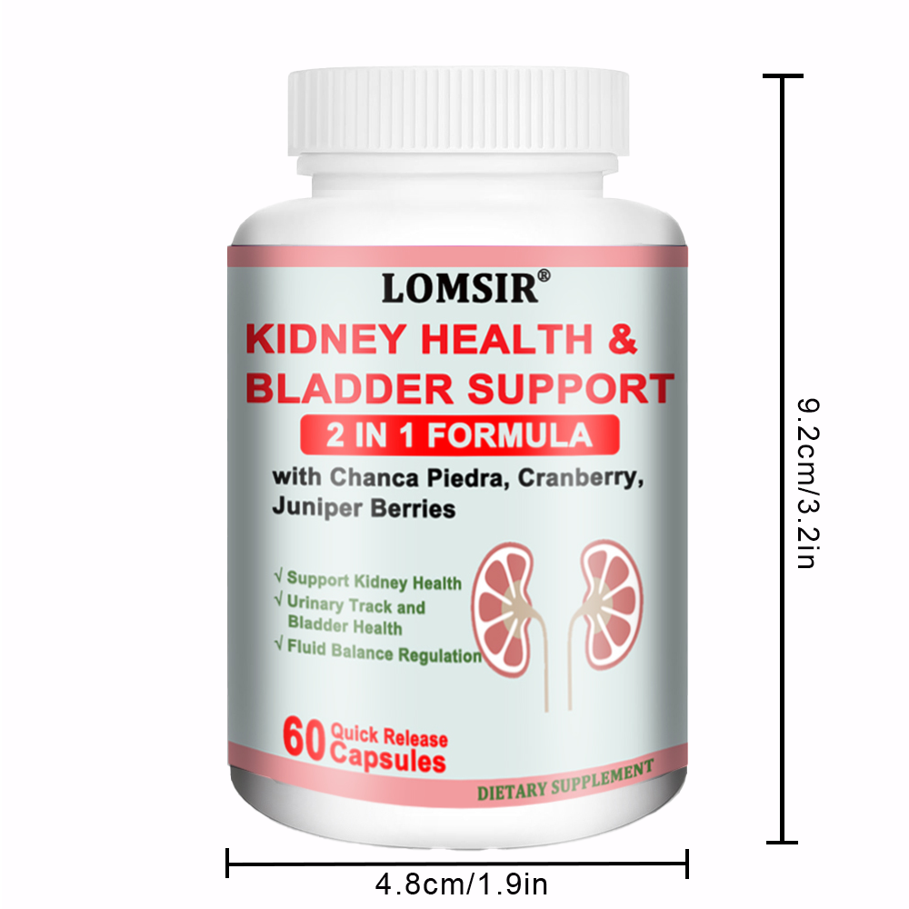 LOMSIR Kidney Health & Bladder Support Capsules with Cranberry, Chanca Piedra & Juniper Berry, 60 Capsules