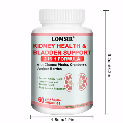 LOMSIR Kidney Health & Bladder Support Capsules with Cranberry, Chanca Piedra & Juniper Berry, 60 Capsules