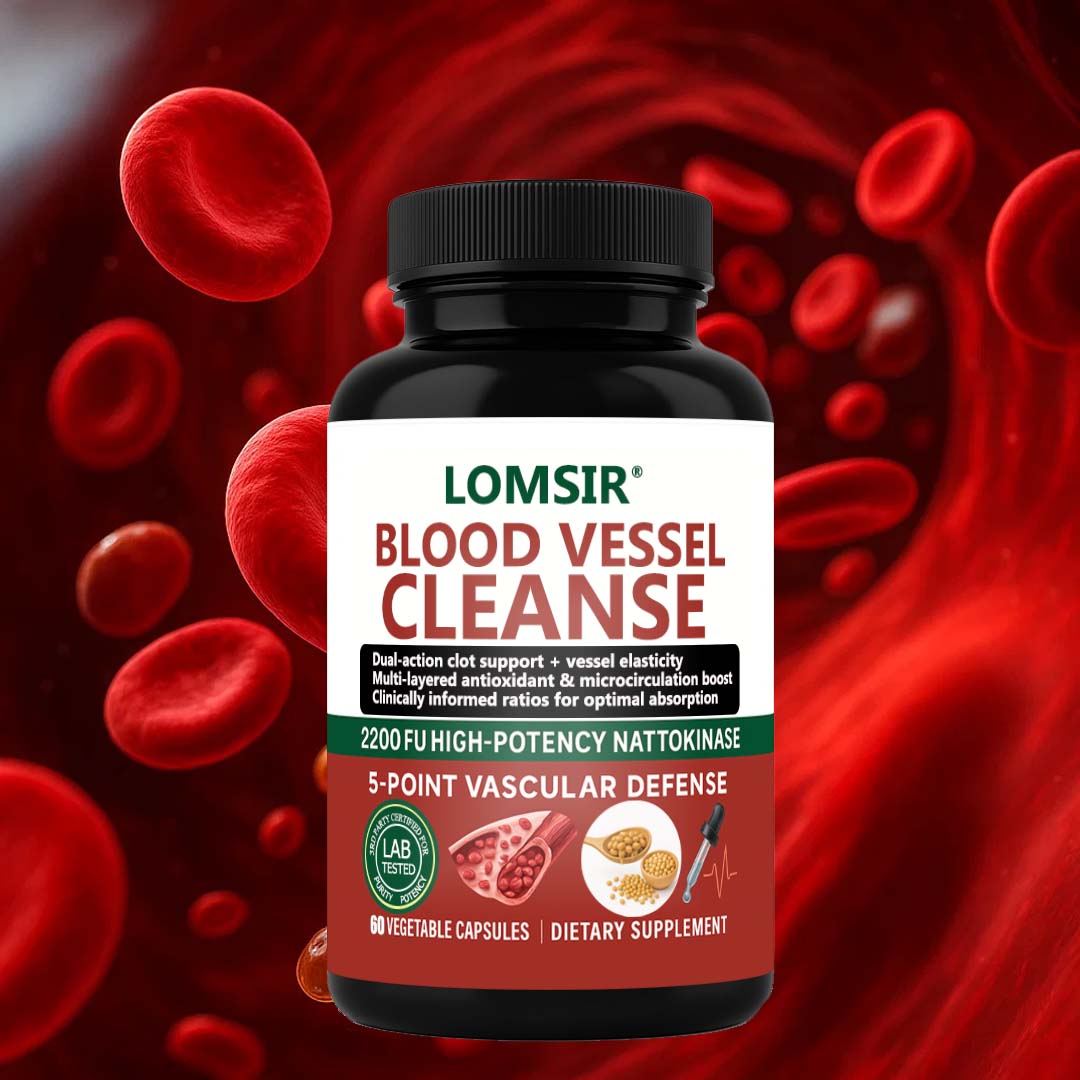 Blood Vessel Cleanse Capsules - Nattokinase Supplement With Gamma Oryzanol, Supports A Healthy Circulatory System - 60 Capsules