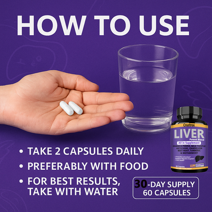 Crustrox Liver Potent Blend Capsules, Chanca Piedra, Milk Thistle, Artichoke, Dandelion, Beet Root, Turmeric & Motherwort, 60 Capsules