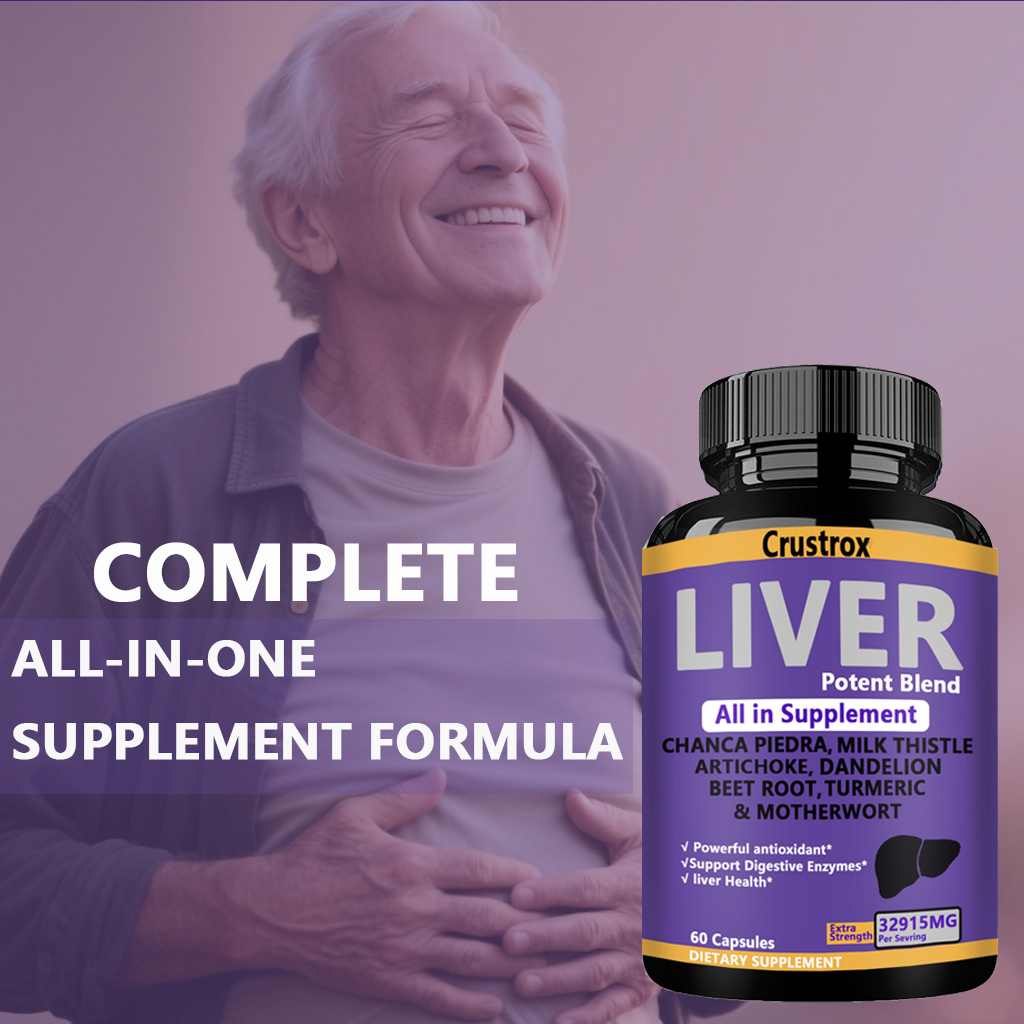 Crustrox Liver Potent Blend Capsules, Chanca Piedra, Milk Thistle, Artichoke, Dandelion, Beet Root, Turmeric & Motherwort, 60 Capsules