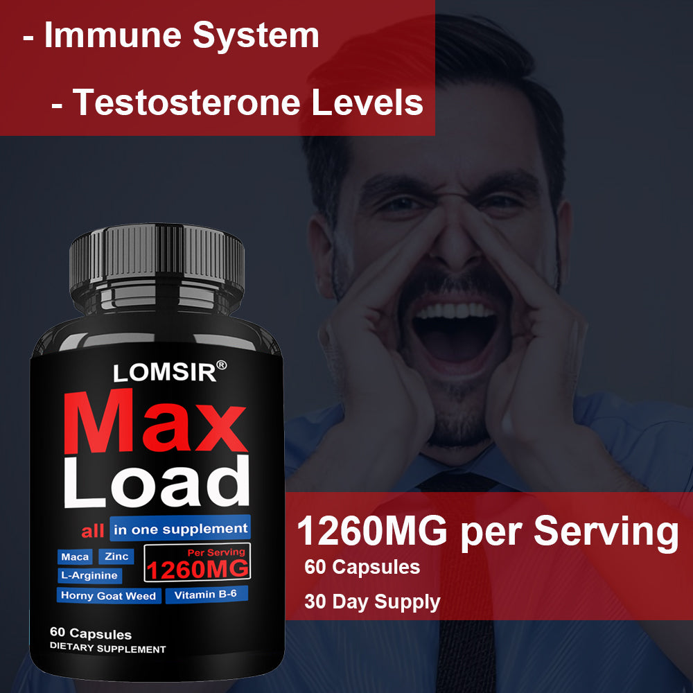 Max Load Capsules, 7-in-1 Energy Supplement With L-Arginine, Tribulus Terrestris - Immune Support - 60 Capsules