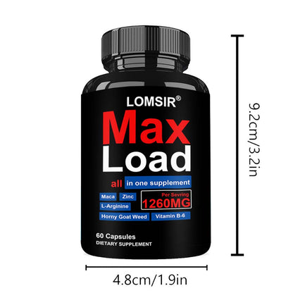 Max Load Capsules, 7-in-1 Energy Supplement With L-Arginine, Tribulus Terrestris - Immune Support - 60 Capsules