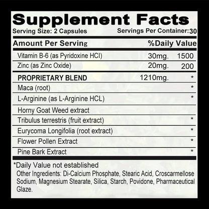 Max Load Capsules, 7-in-1 Energy Supplement With L-Arginine, Tribulus Terrestris - Immune Support - 60 Capsules