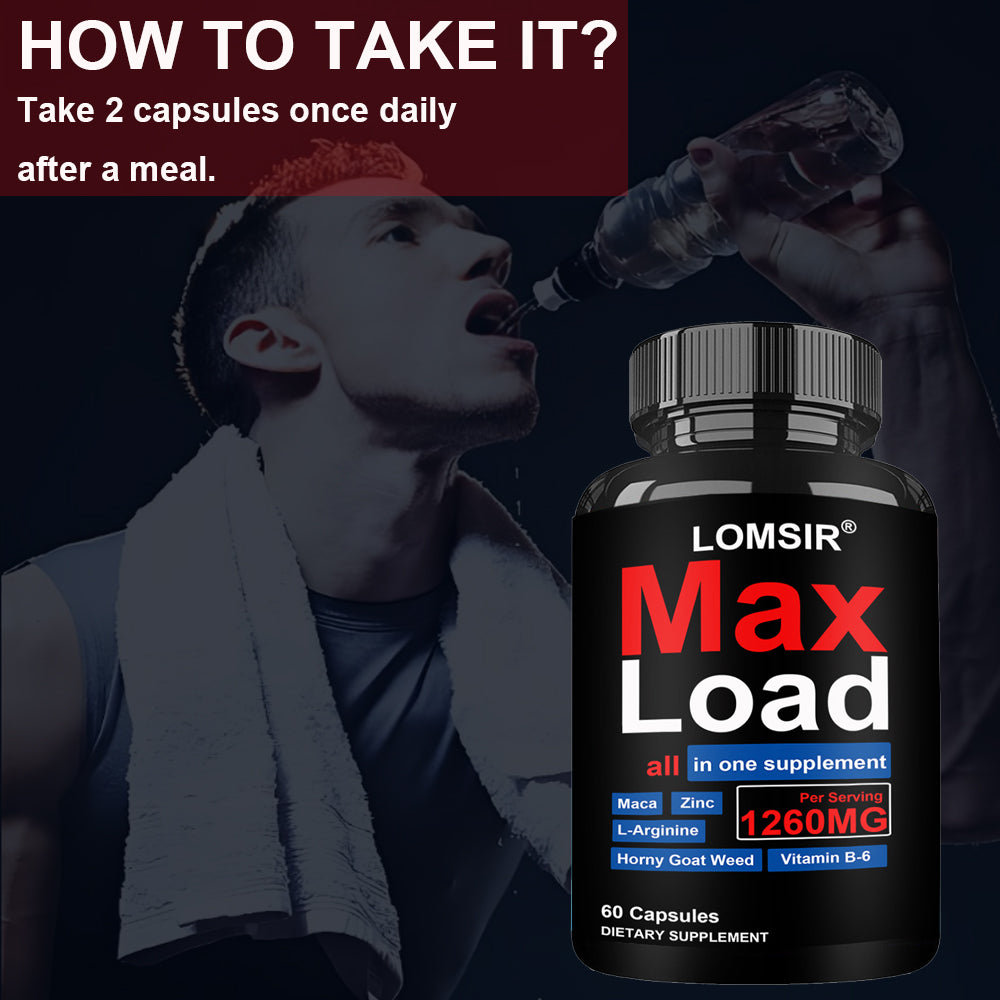 Max Load Capsules, 7-in-1 Energy Supplement With L-Arginine, Tribulus Terrestris - Immune Support - 60 Capsules