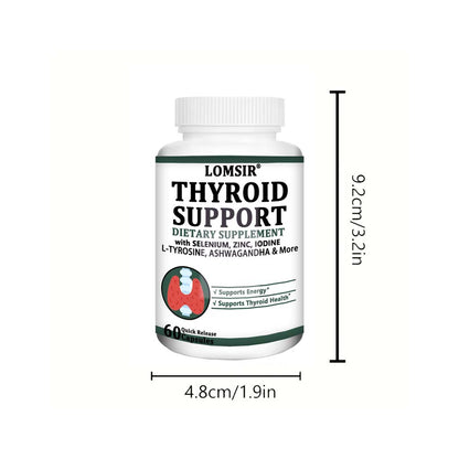 LOMSIR Thyroid Support Capsules with Selenium, Zinc, Iodine & L-Tyrosine, 60 Capsules