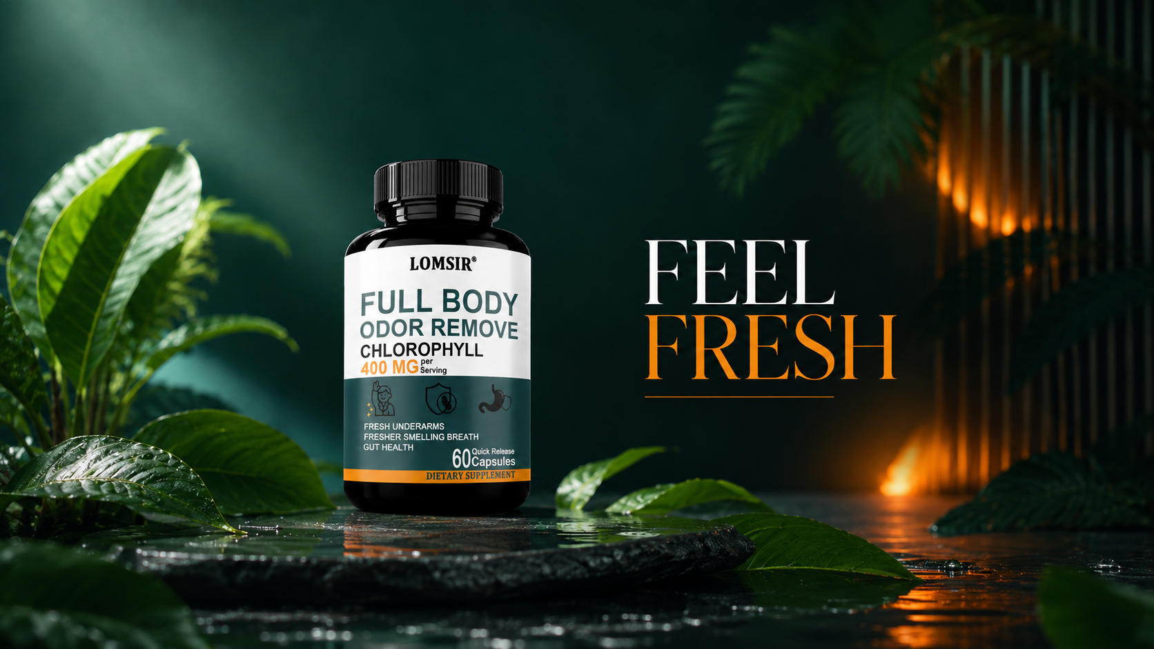 400 mg chlorophyll with matcha, alfalfa, wheatgrass, peppermint, and botanical extracts.