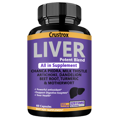 Crustrox Liver Potent Blend Capsules, Chanca Piedra, Milk Thistle, Artichoke, Dandelion, Beet Root, Turmeric & Motherwort, 60 Capsules